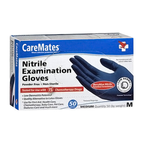 CareMates Powder Free Nitrile Examination Gloves Medium, 50 Ea